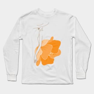 Lady with Floral Dress Long Sleeve T-Shirt